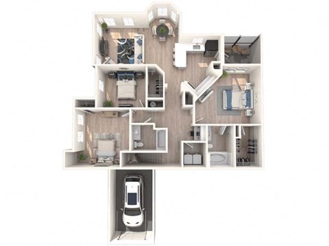Floor plan for 3 beds, 2 baths, 1490 sqft